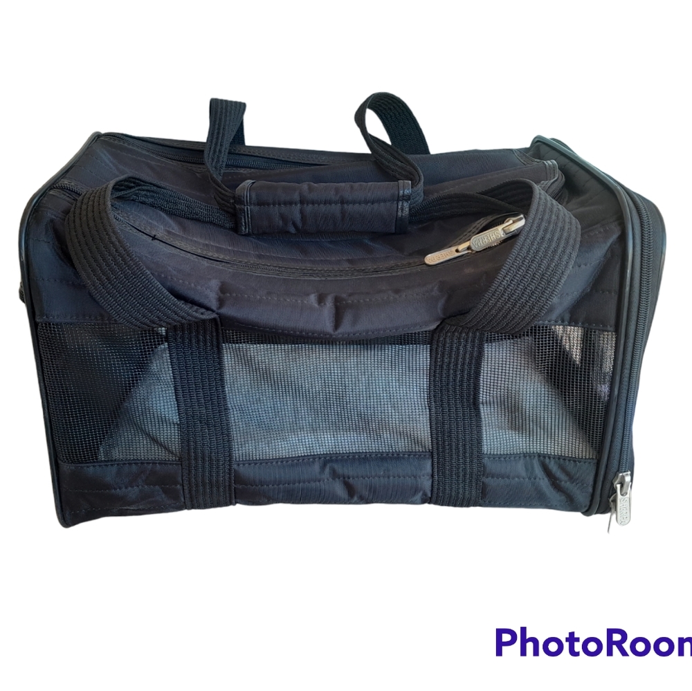 Black Pet Carrier and Leashes